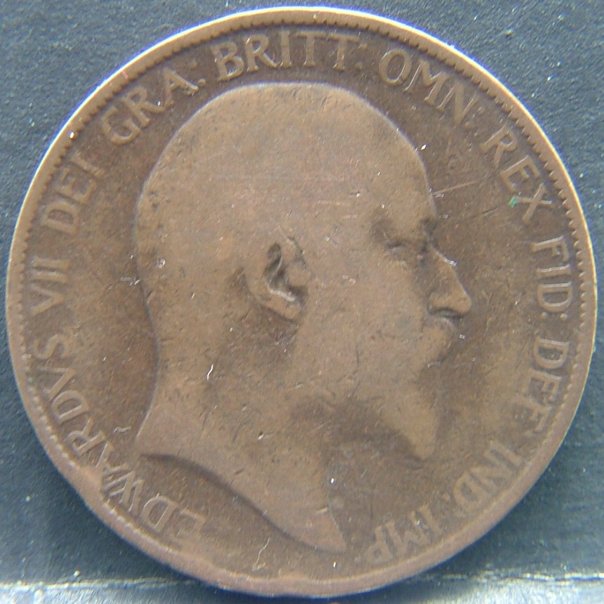 Front side of 🇬🇧 United Kingdom – Monarchs and Milestones 1 Penny 1907 coin