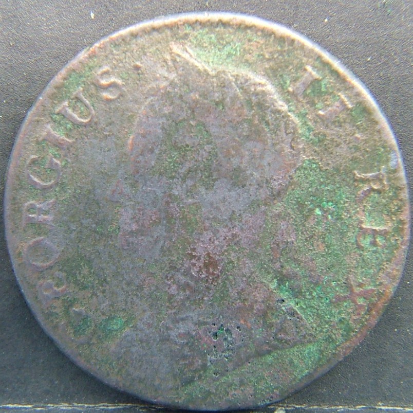 Back side of 🇬🇧 United Kingdom – Monarchs and Milestones Half Penny  1744 object