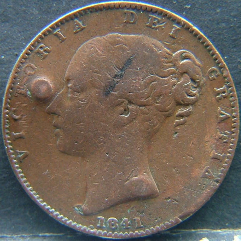 Front side of 🇬🇧 United Kingdom – Monarchs and Milestones Farthing 1841 coin
