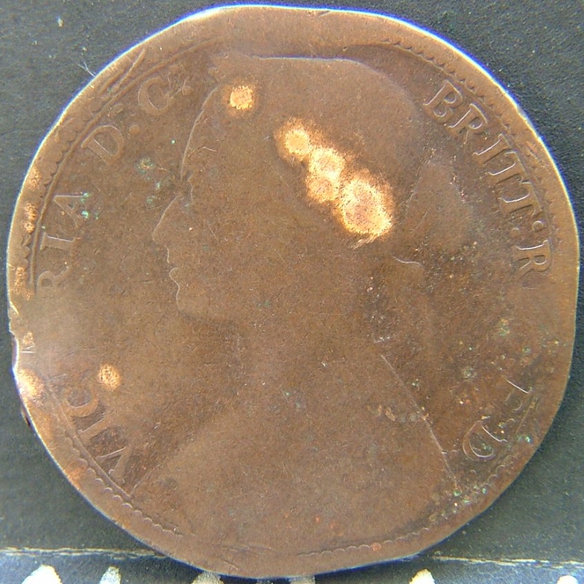 Front side of 🇬🇧 United Kingdom – Monarchs and Milestones 1 Penny 1874 coin