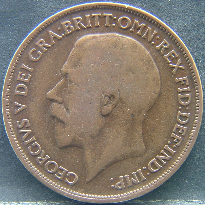 Front side of 🇬🇧 United Kingdom – Monarchs and Milestones 1 Penny 1918 coin
