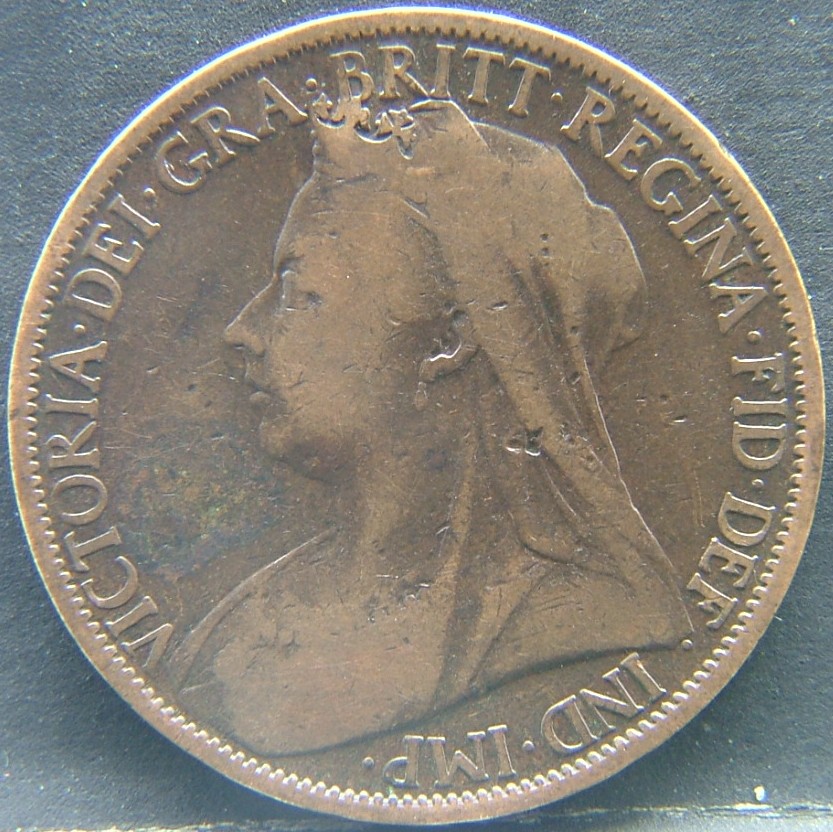 Front side of 🇬🇧 United Kingdom – Monarchs and Milestones 1 Penny 1900 coin