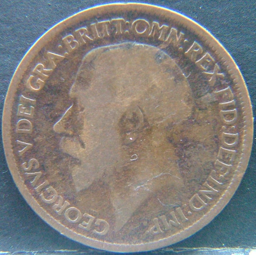 Front side of 🇬🇧 United Kingdom – Monarchs and Milestones Half Penny 1918 coin