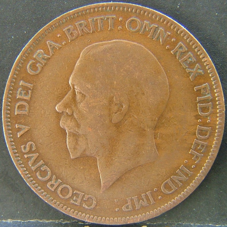 Front side of 🇬🇧 United Kingdom – Monarchs and Milestones 1 Penny 1929 coin