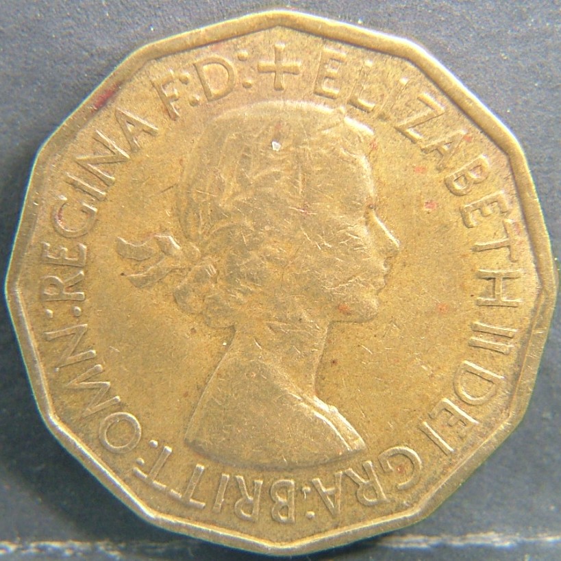 Back side of 🇬🇧 United Kingdom – Monarchs and Milestones 3 Pence  1953 object