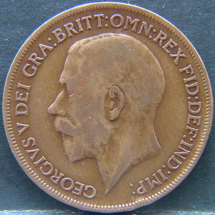 Front side of 🇬🇧 United Kingdom – Monarchs and Milestones 1 Penny 1921 coin