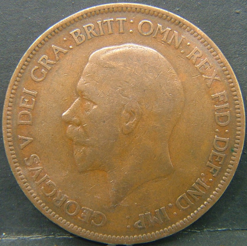 Front side of 🇬🇧 United Kingdom – Monarchs and Milestones 1 Penny 1928 coin