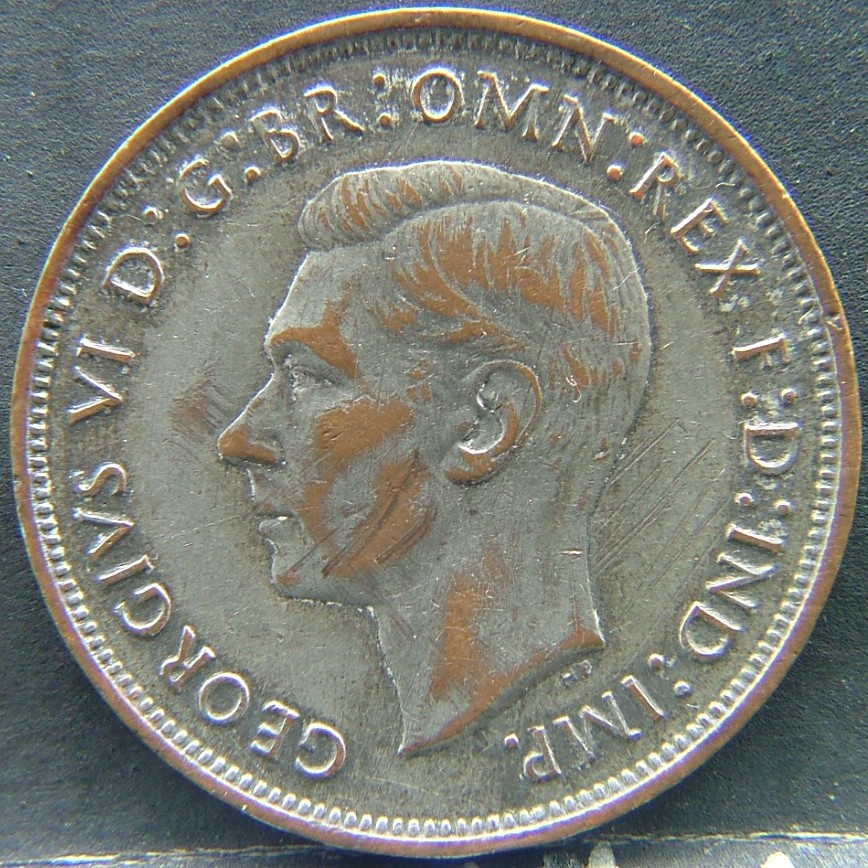 Front side of 🇬🇧 United Kingdom – Monarchs and Milestones 1 Penny 1938 coin