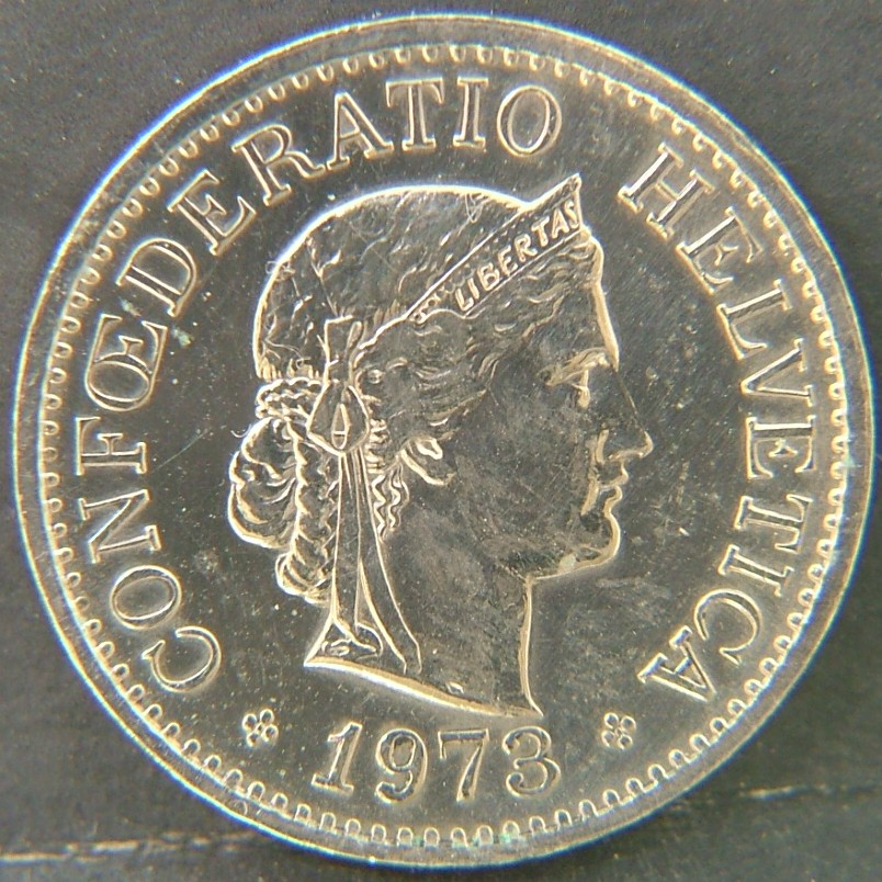 Back side of 🇨🇭 SWITZERLAND – Helvetic Confederation Coinage 10 Rappen 1973 coin