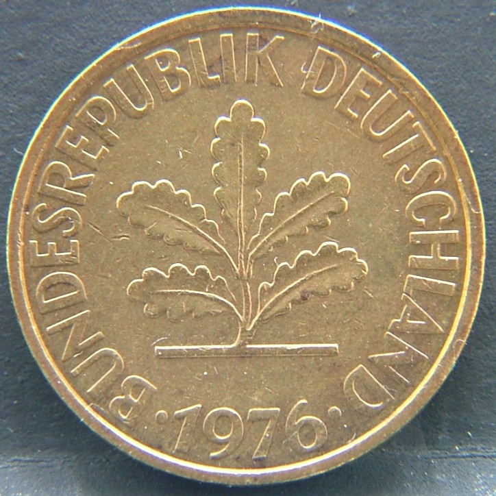 Front side of Germany, Federal Republic 10 Pfenning "J" 1976 coin