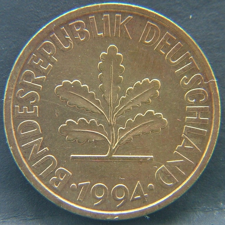 Front side of Germany, Federal Republic 10 Pfenning "J" 1994 coin