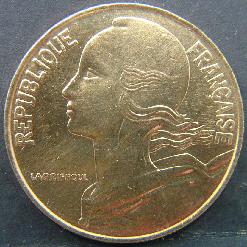 Front side of France 20 Centimes 1996 coin