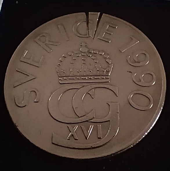 Back side of Sweden 5 Kronor 1990 coin