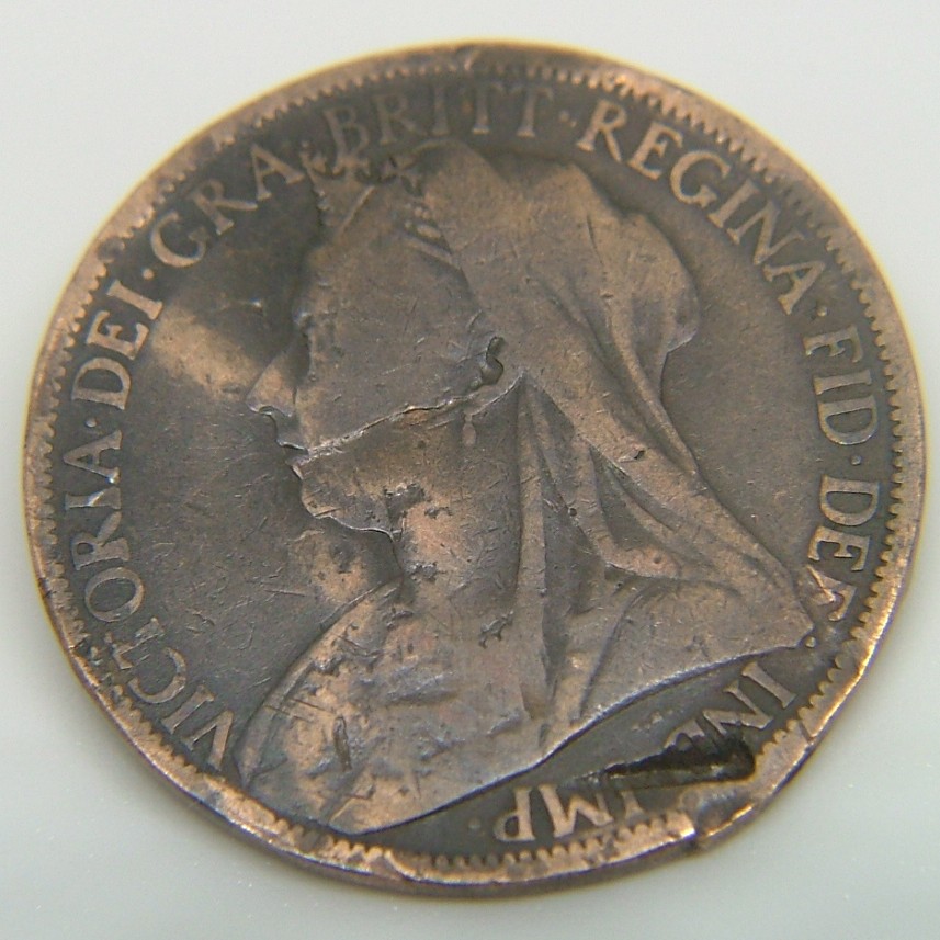 Back side of Great Britain 1 Penny 1900 coin