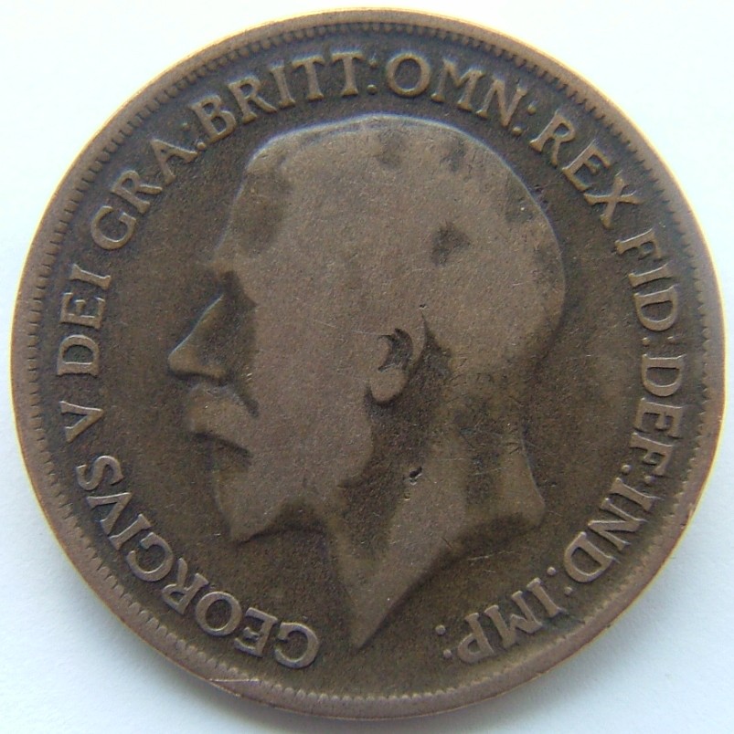 Front side of Great Britain 1 Penny 1917 coin