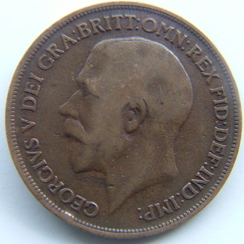 Front side of Great Britain 1 Penny 1917 coin