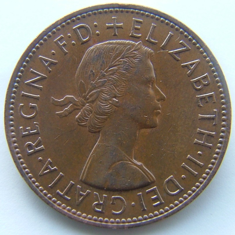 Front side of Great Britain 1 Penny 1962 coin