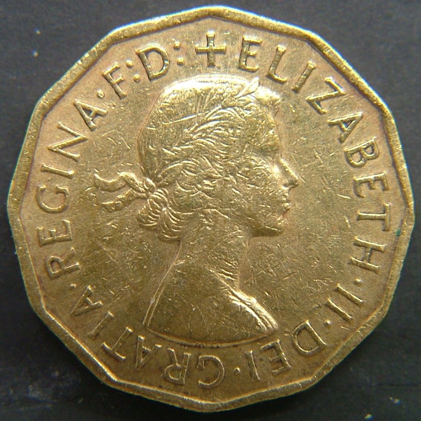 Back side of 🇬🇧 United Kingdom – Monarchs and Milestones 3 Pence 1956 coin