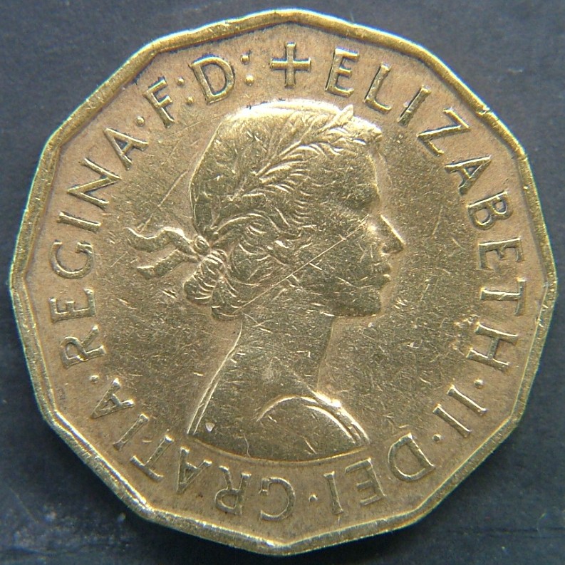 Back side of 🇬🇧 United Kingdom – Monarchs and Milestones 3 Pence 1958 coin