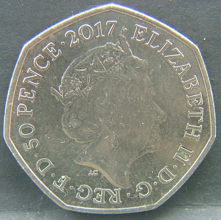 Front side of Great Britain 50 Pence 2017 coin