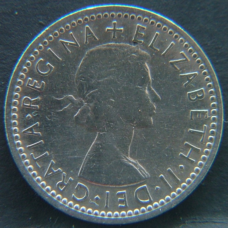 Front side of Great Britain 6 Pence 1958 coin