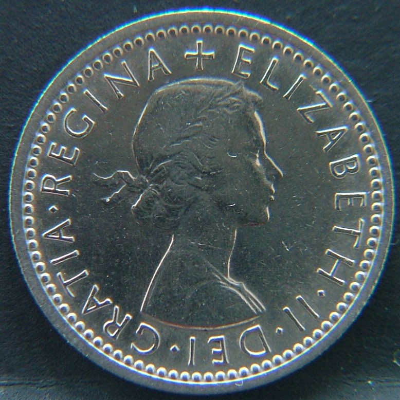 Front side of Great Britain 6 Pence 1962 coin