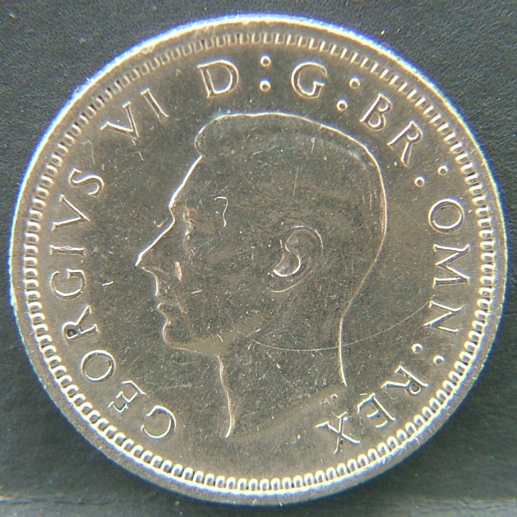 Front side of Great Britain 6 Pence 1951 coin