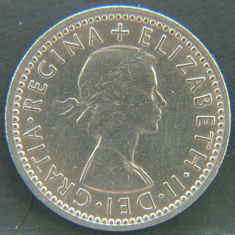 Front side of Great Britain 6 Pence 1957 coin