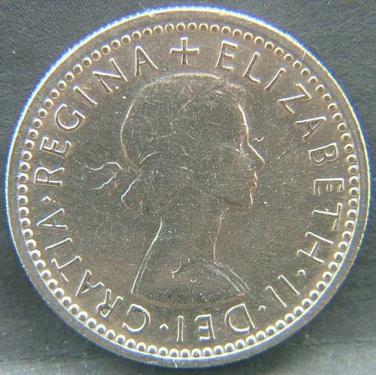 Front side of Great Britain 6 Pence 1961 coin
