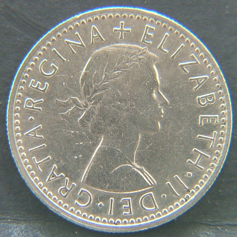 Front side of Great Britain 6 Pence 1965 coin