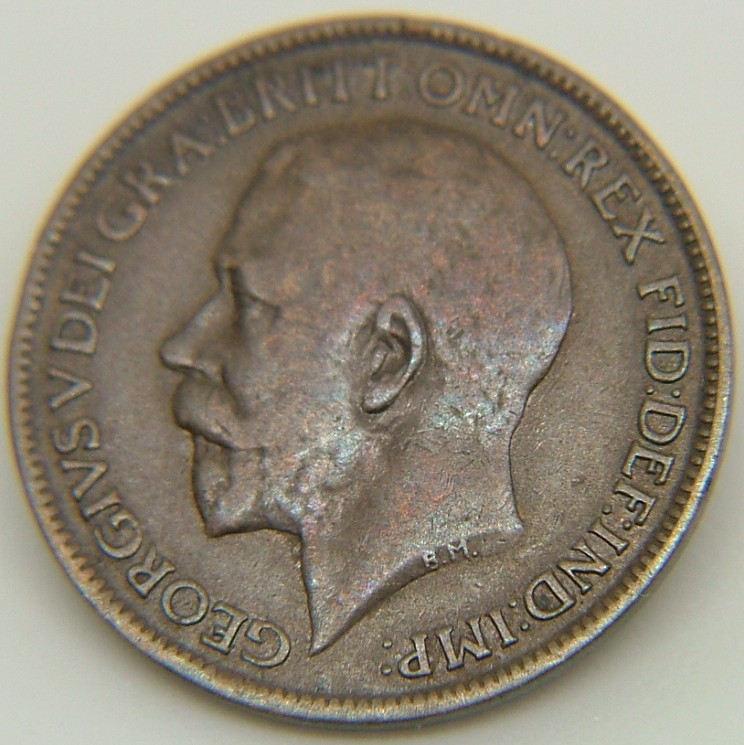 Back side of Great Britain 1 Farthing 1918 coin