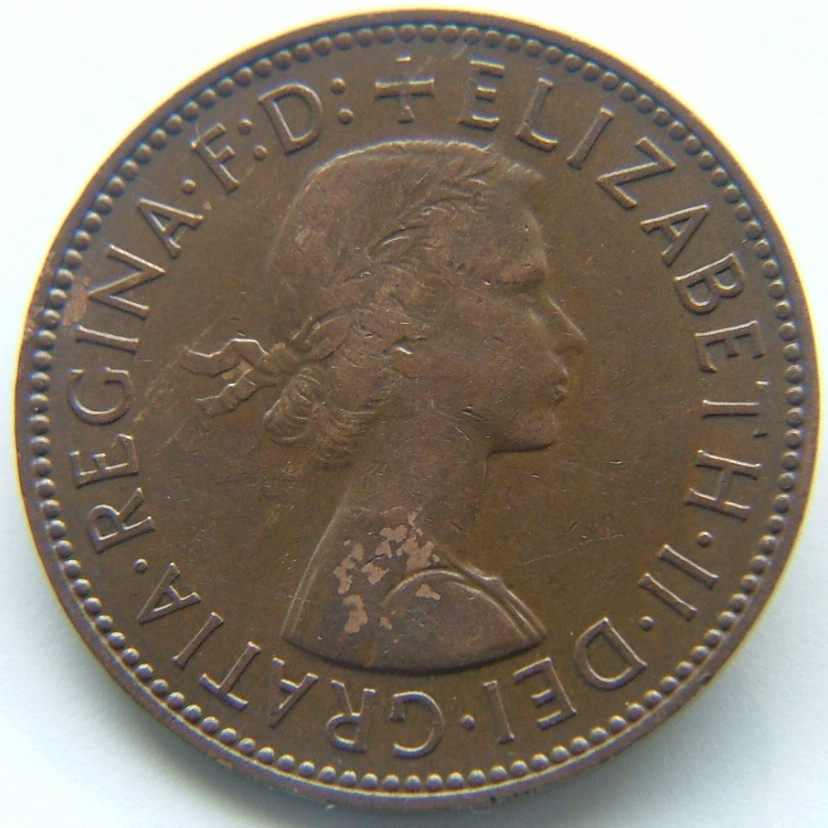 Front side of Great Britain Half Penny 1959 coin