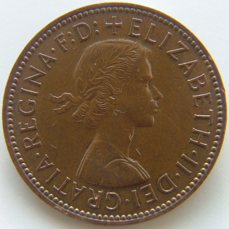 Front side of Great Britain Half Penny 1959 coin