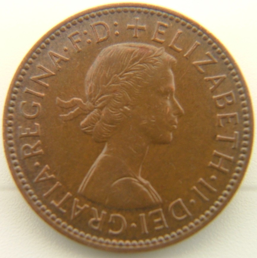 Back side of Great Britain Half Penny 1959 coin