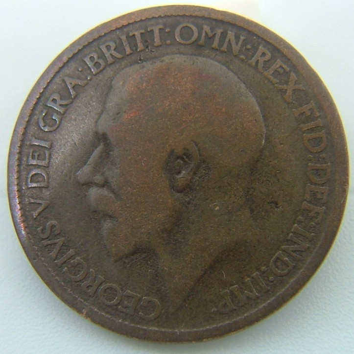 Back side of Great Britain Half Penny 1918 coin