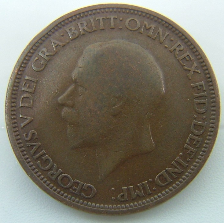 Back side of Great Britain Half Penny 1928 coin