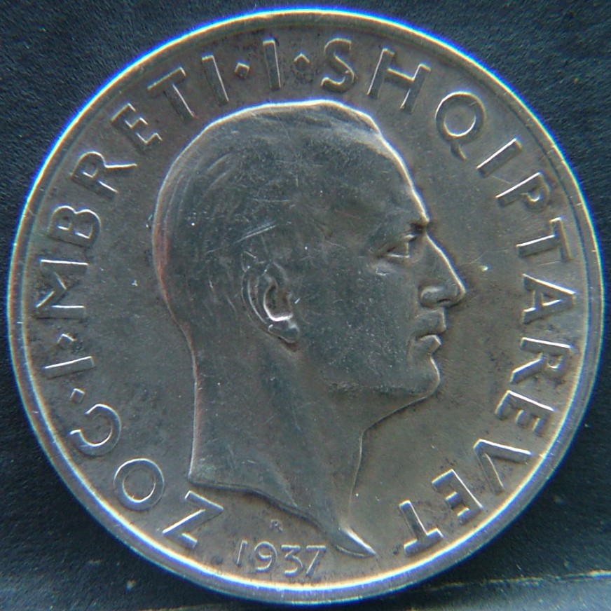 Front side of 🇦🇱 ALBANIA – National Coinage Overview 1 Frang 1937 coin