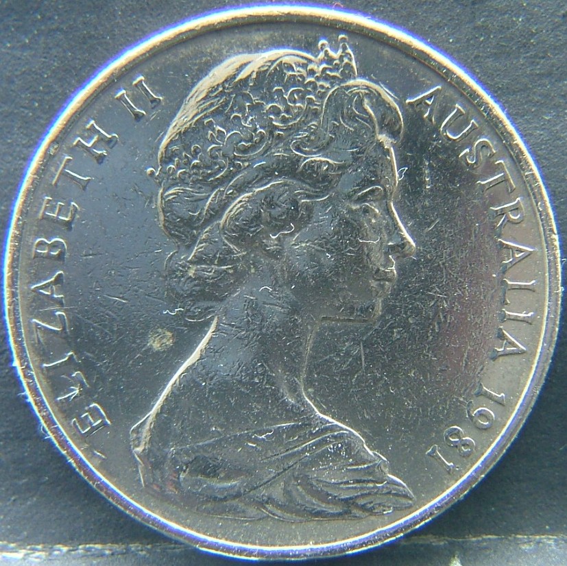 Front side of 🇦🇺 AUSTRALIA – Commonwealth Coinage 20 Cents 1981 coin