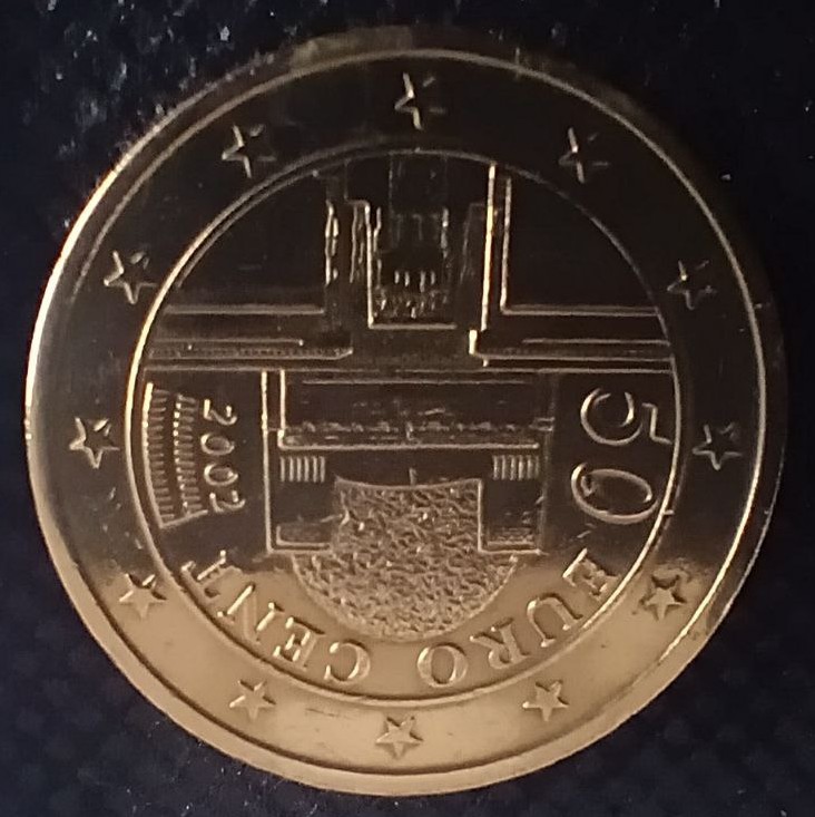 Front side of Austria 50 Cents 2002 coin