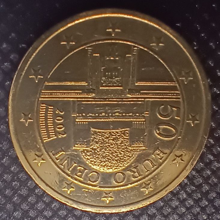 Back side of Austria 50 Cents 2002 coin