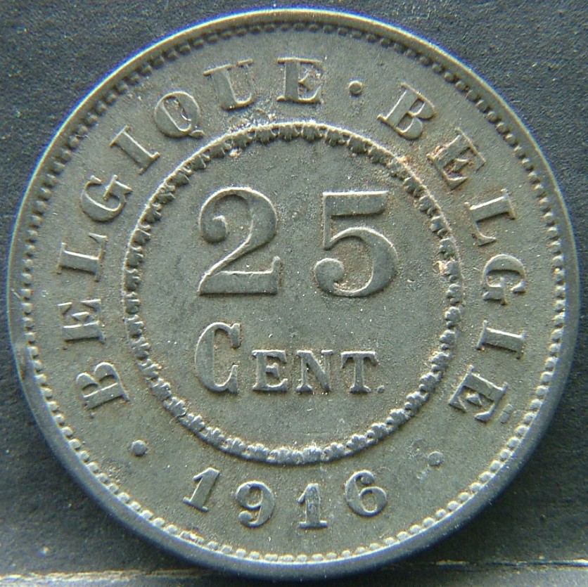 Additional view 1 of 🇧🇪 BELGIUM – Royal Portraits and National Symbols 25 Centimes  1916 object