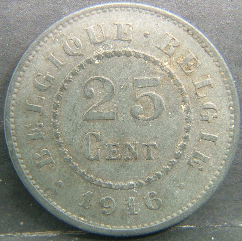 Additional view 2 of 🇧🇪 BELGIUM – Royal Portraits and National Symbols 25 Centimes  1916 object