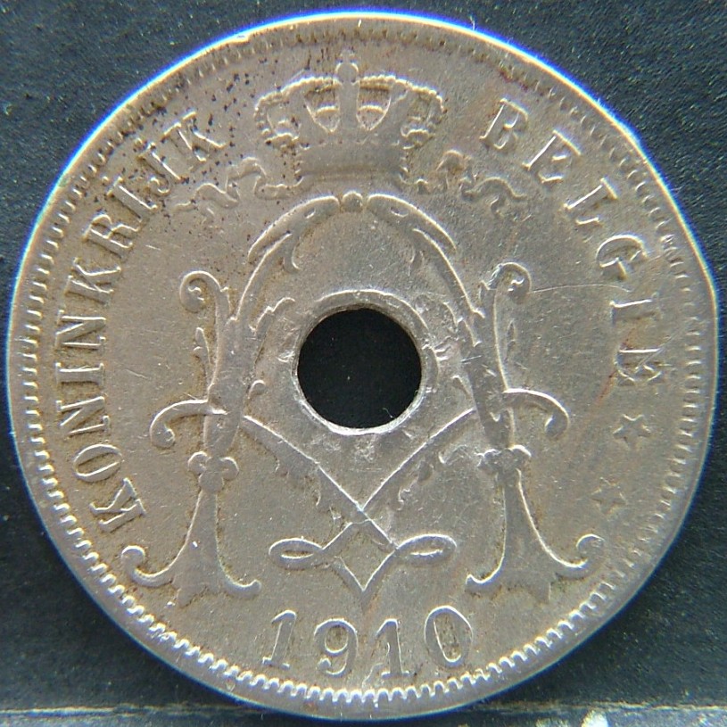 Front side of 🇧🇪 BELGIUM – Royal Portraits and National Symbols 25 Centimes 1910 coin