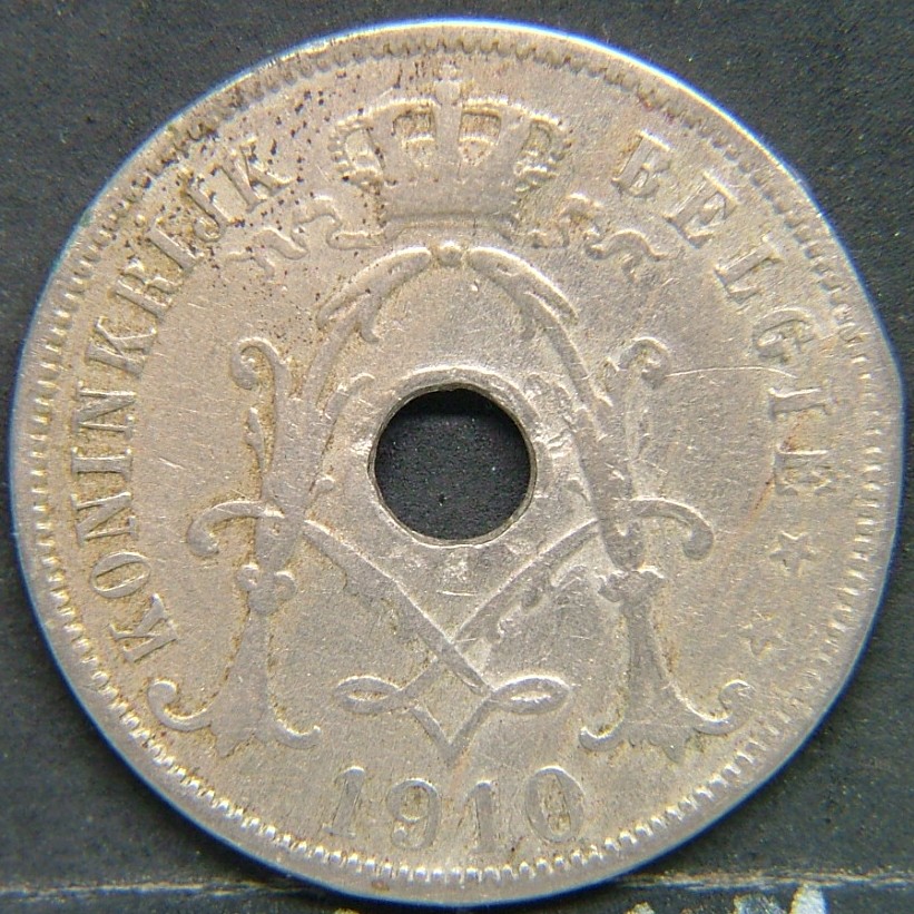 Back side of 🇧🇪 BELGIUM – Royal Portraits and National Symbols 25 Centimes  1910 object