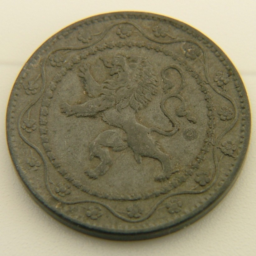 Back side of Belgium 25 Centimes 1916 coin