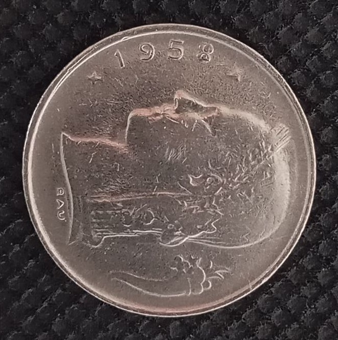 Front side of Belgium 1 Franc "Belgique'' 1958 coin