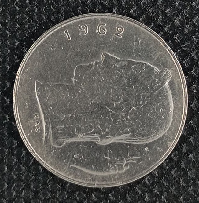 Back side of Belgium 1 Franc "Belgique'' 1962 coin