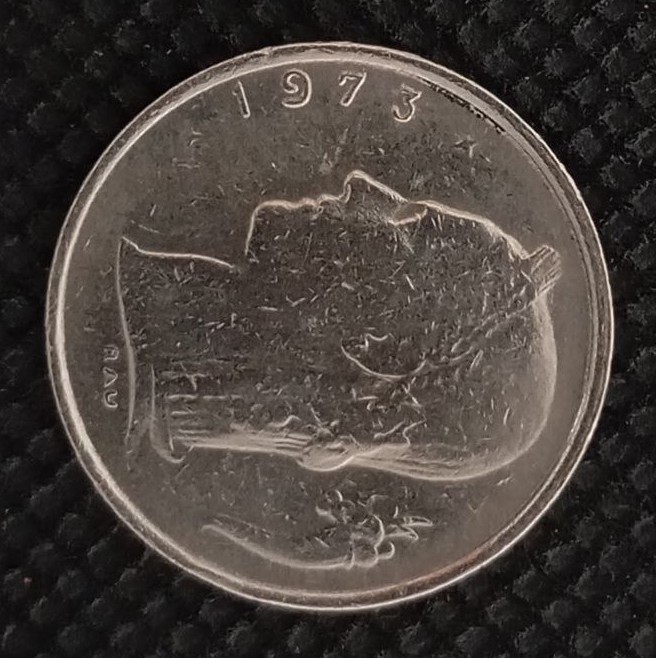 Front side of Belgium 1 Franc "Belgique'' 1973 coin