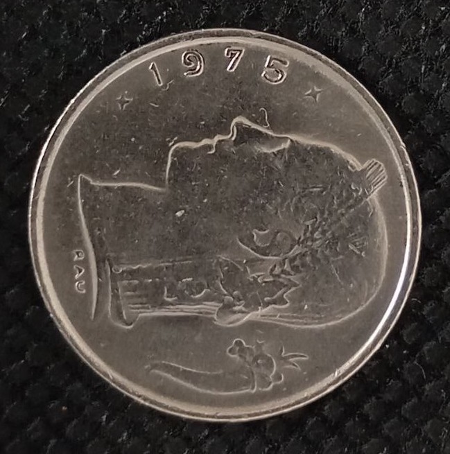 Front side of Belgium 1 Franc "Belgique'' 1975 coin