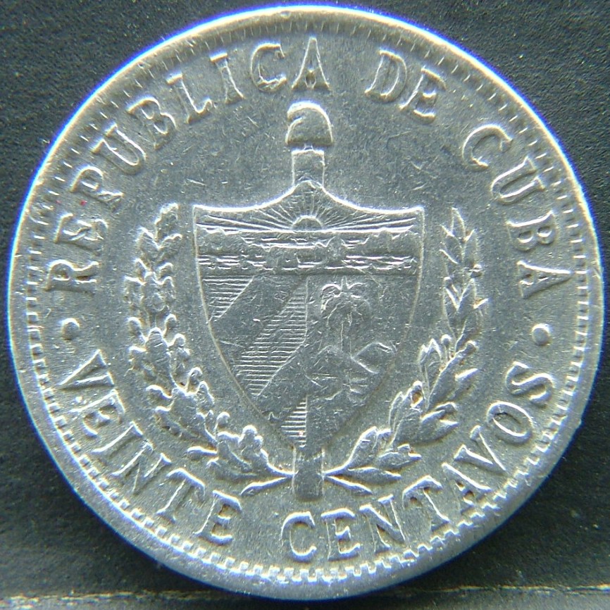 Front side of 🇨🇺 CUBA – Revolutionary Coinage 20 Centavos 1967 coin